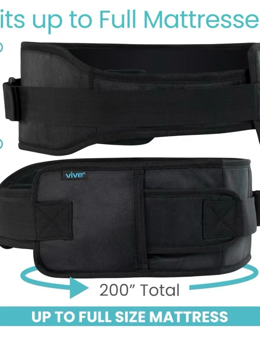 Adjustable Black Bed Rail Restraint Belt